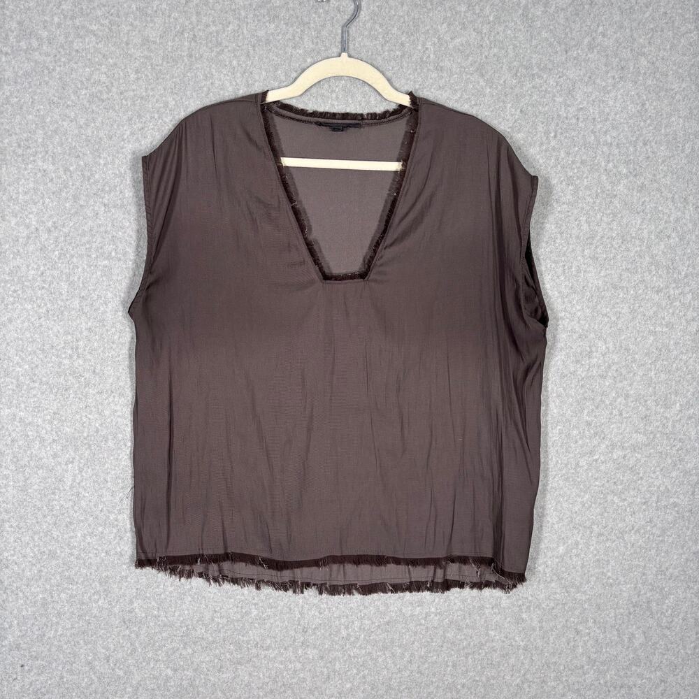 Grade Gather Blouse Large Fringe Festival Lagenlook Coastal Boxy Neutral Minimal - Picture 1 of 11